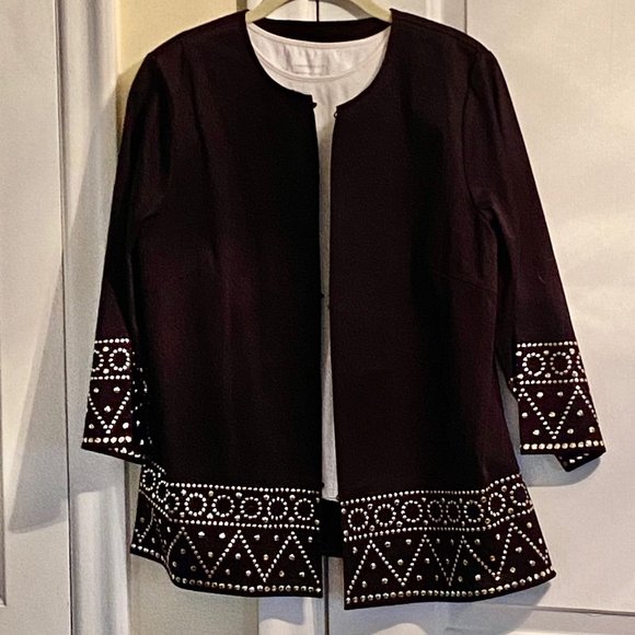 NEW Linnea by Louis Dell' Olio Dressy Black Decorated Cardi Jacket, Small NWT - Picture 14 of 14